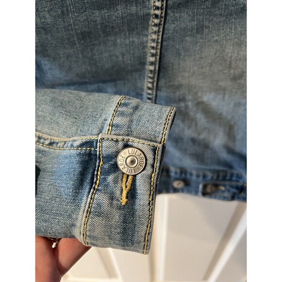 Lularoe Denim Jacket Womens Small Jaxon Blue Jeans Magical Unicorn mystical New - Picture 8 of 10